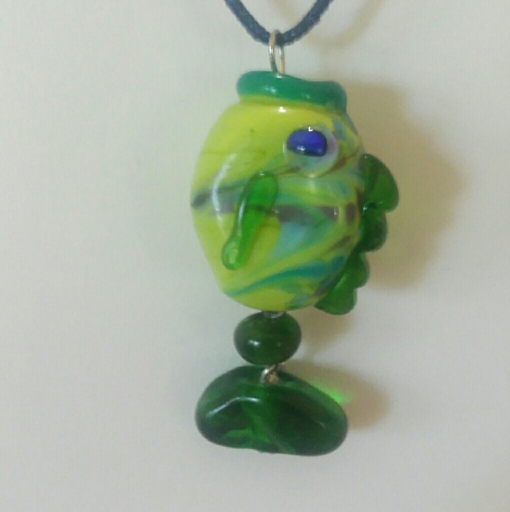 Lampwork glass fish pendant
